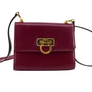 Ferragamo Gancini Burgundy Mini Handbag